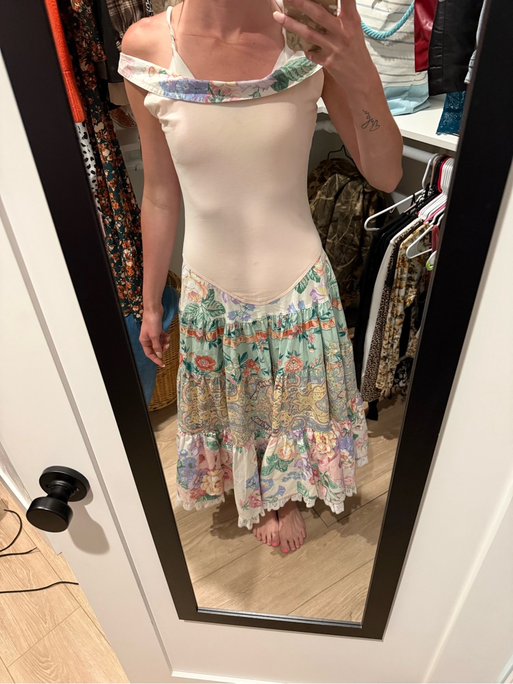 Floral Tiered Maxi Dress in Mint & Cream